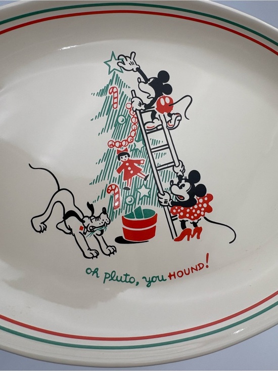 Disney Other - Disney Christmas Platter with Mickey, Minnie & Pluto - White, Red, Green